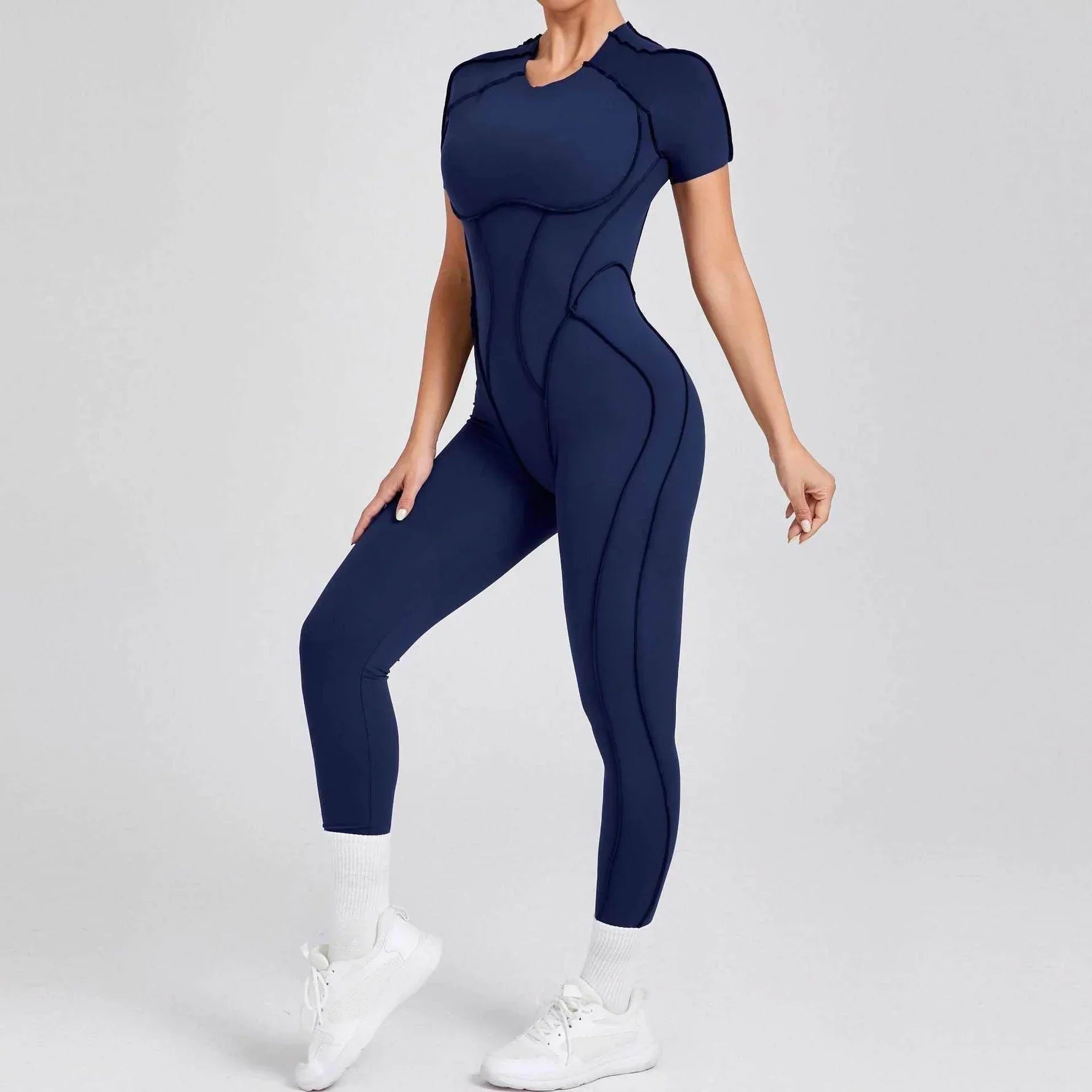 Sportig jumpsuit med korta ärmar
