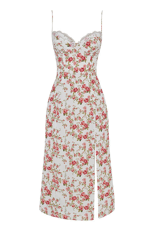 Korsett lång sundress med tryck