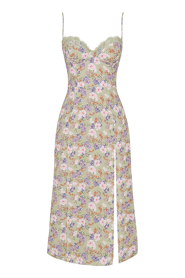 Korsett lång sundress med tryck