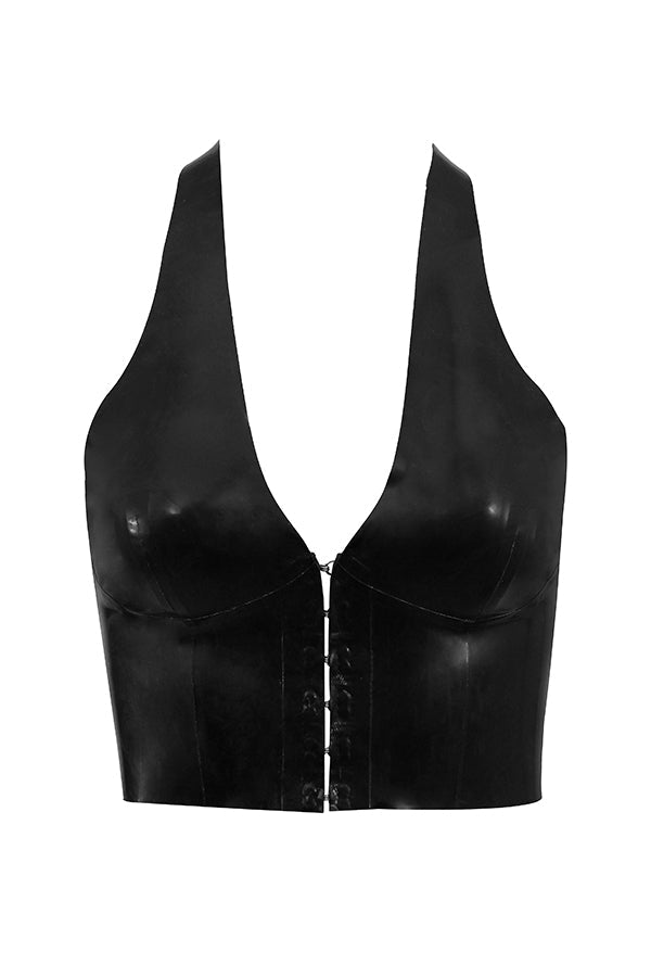 Svart latex haltertopp