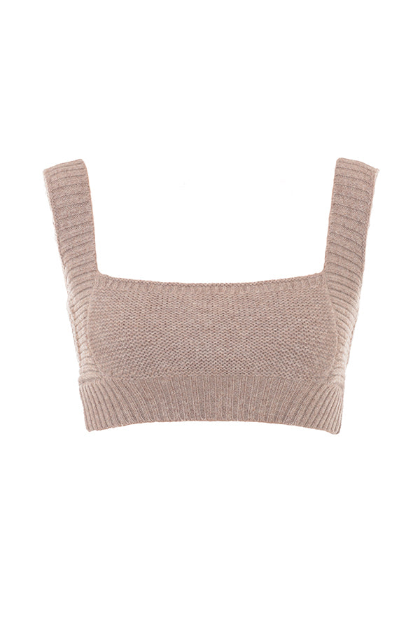 Stickad mjuk cardigan med bralette och leggings