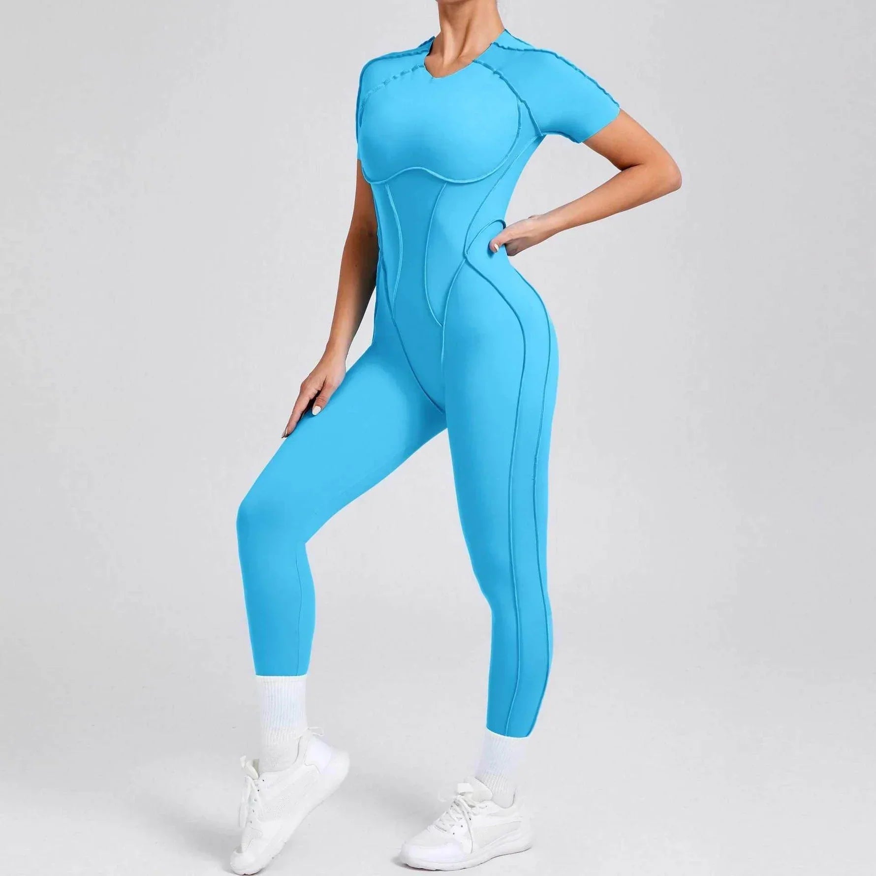 Sportig jumpsuit med korta ärmar