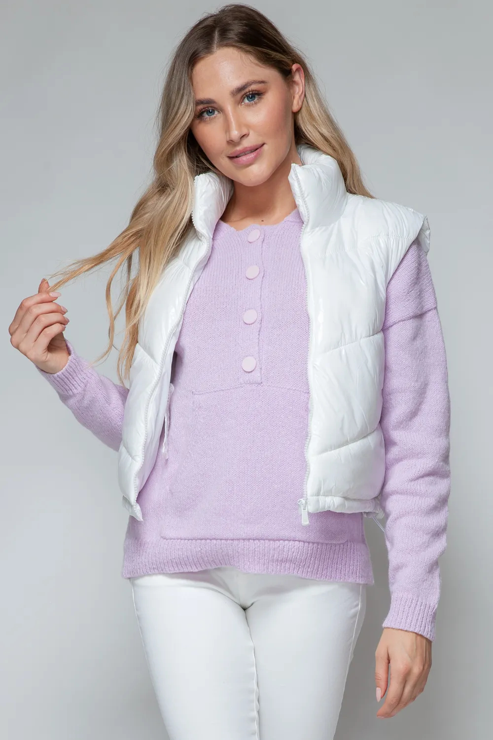 Snobbig quiltad väst med dragkedja
