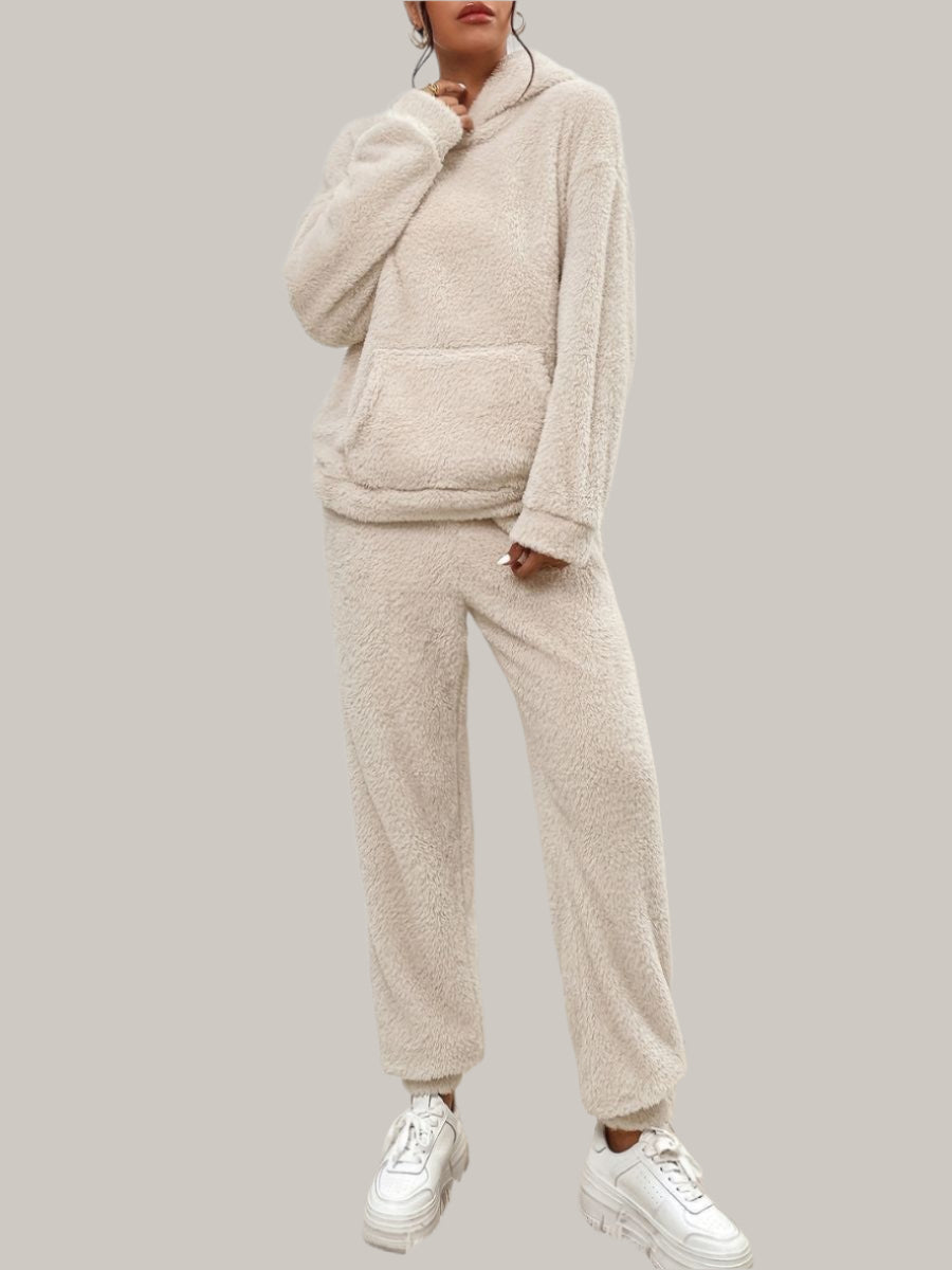 Hooded teddytoppar med byxor set