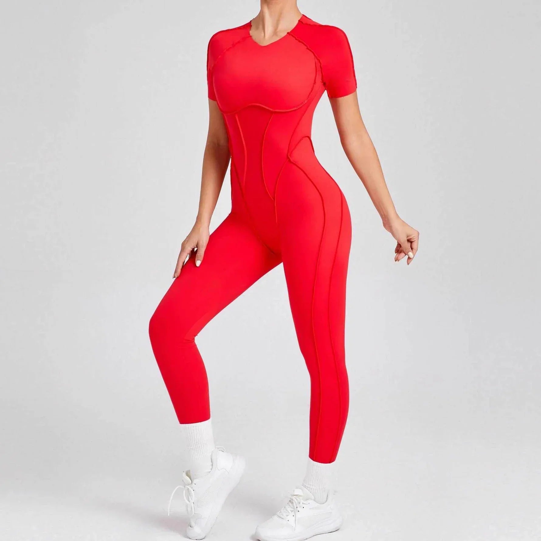 Sportig jumpsuit med korta ärmar