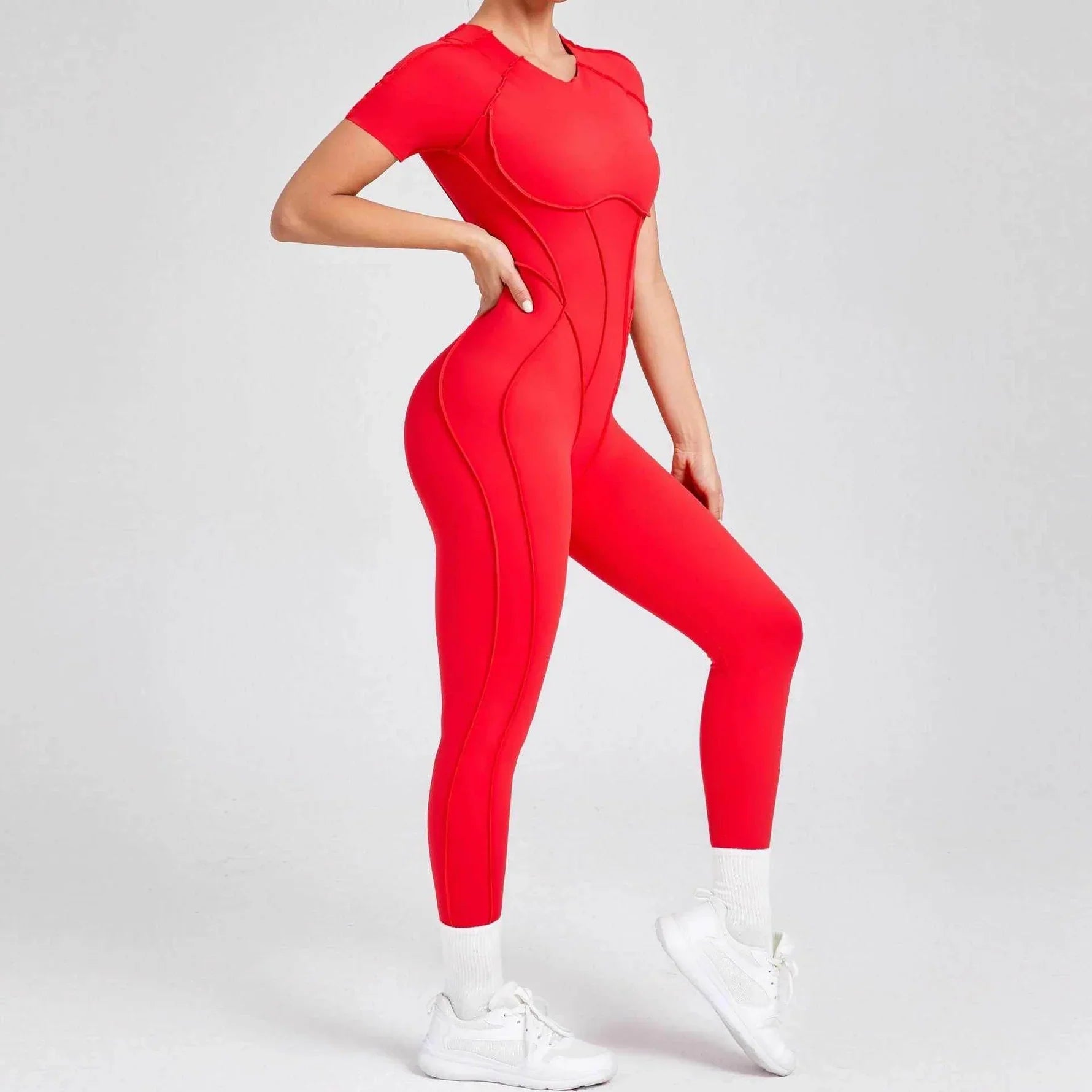 Sportig jumpsuit med korta ärmar