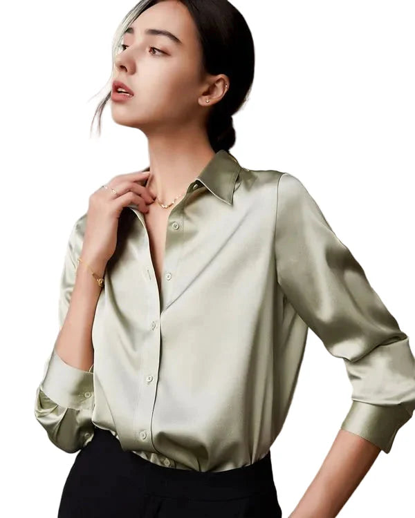 Glansig skjorta med avslappnad passform