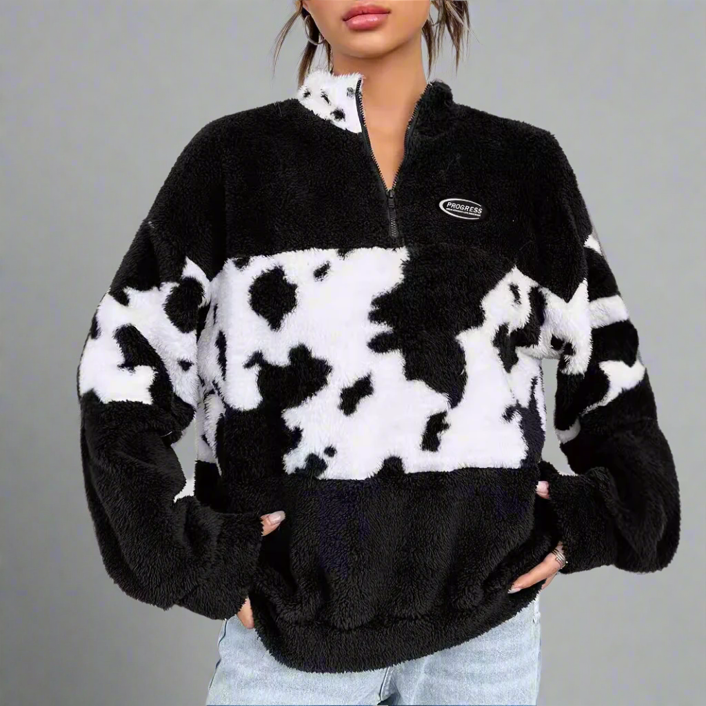 Svart fleece sweatshirt med lös passform