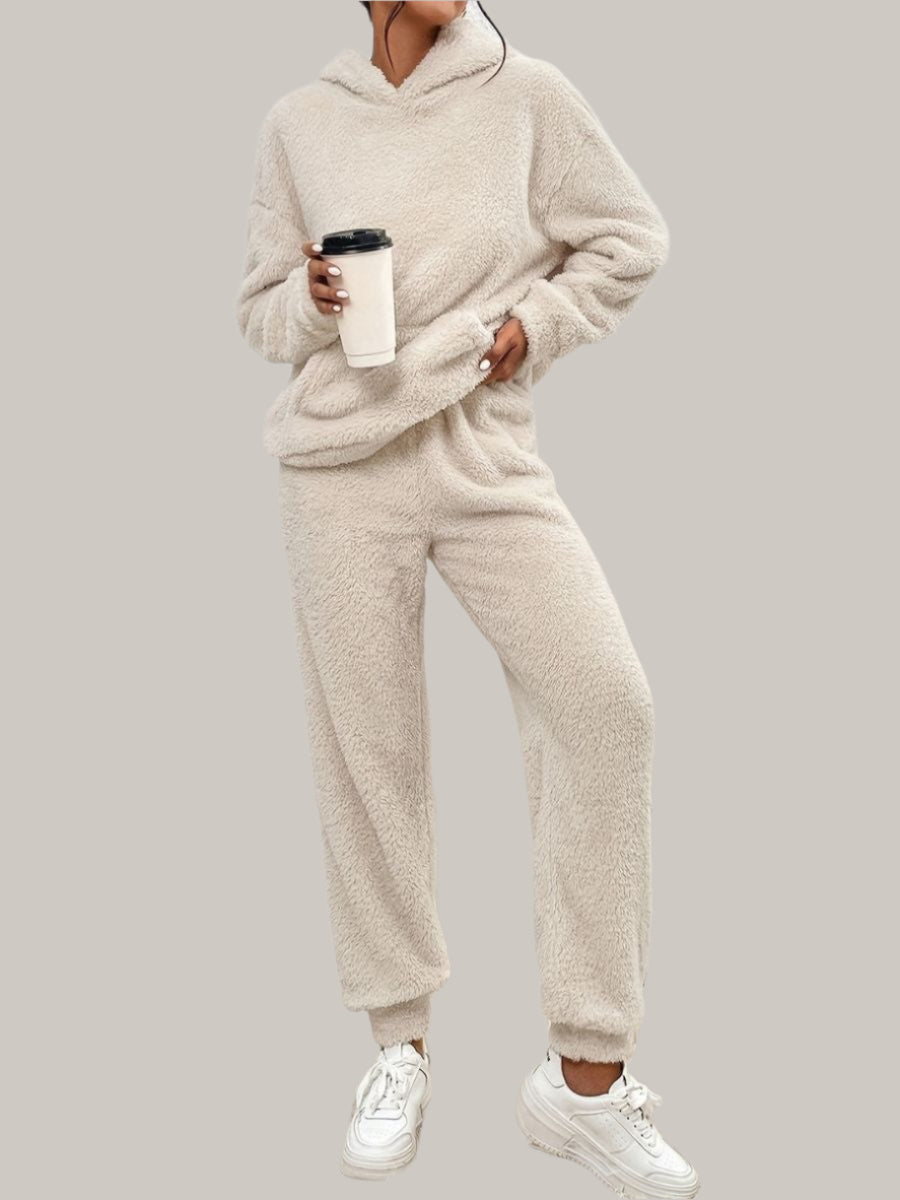 Hooded teddytoppar med byxor set