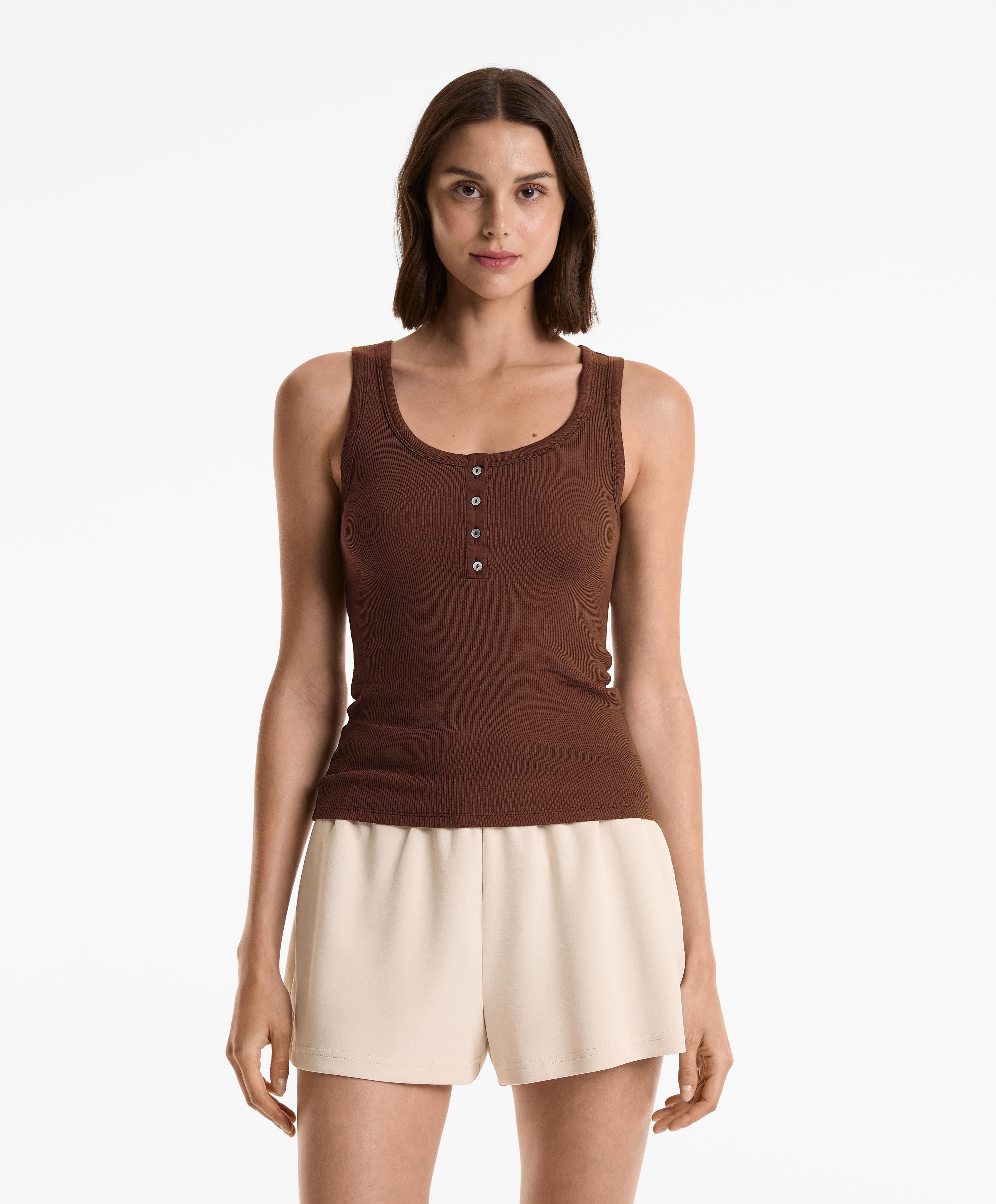 Ribbad Henley tanktopp