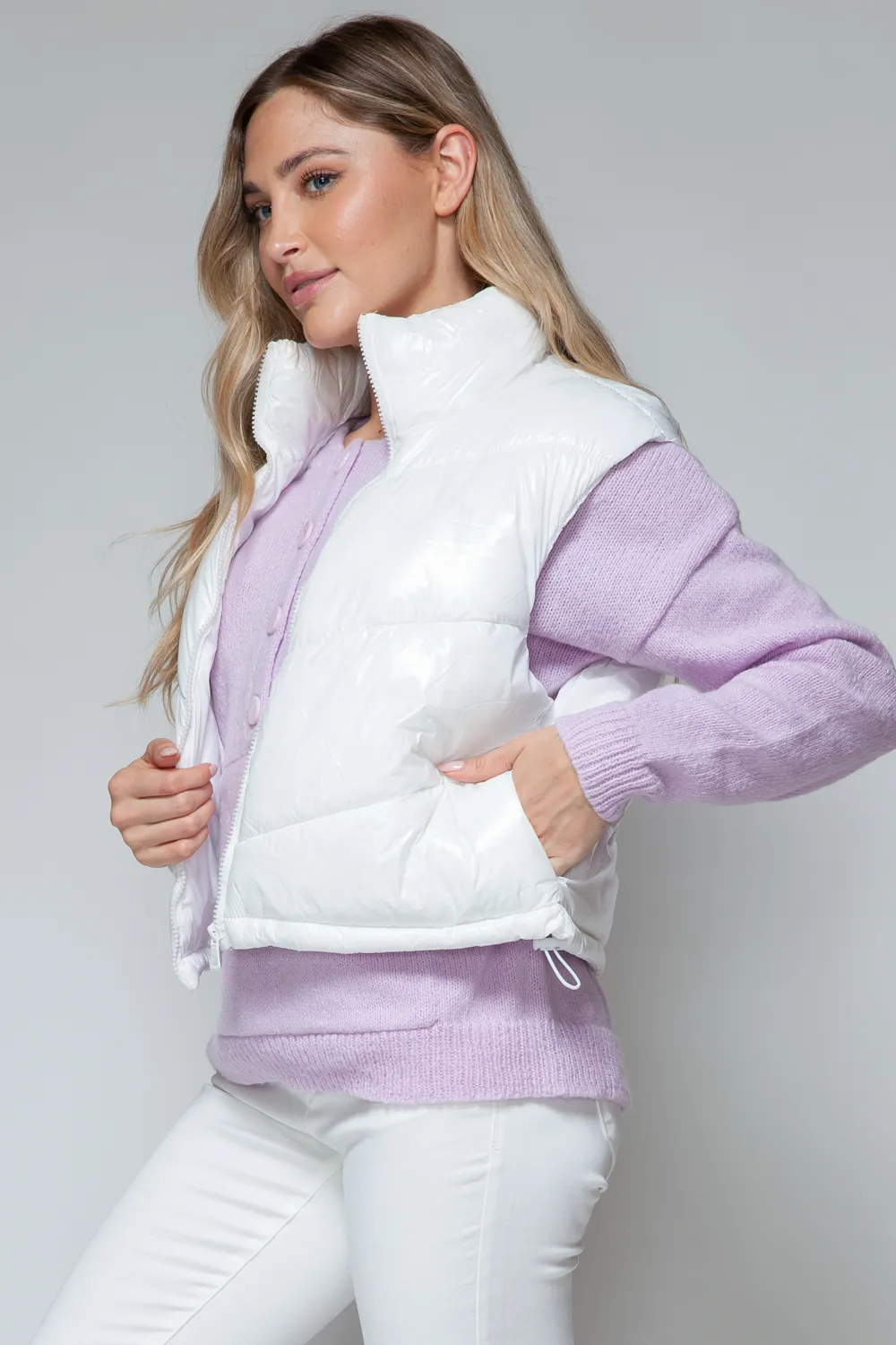 Snobbig quiltad väst med dragkedja