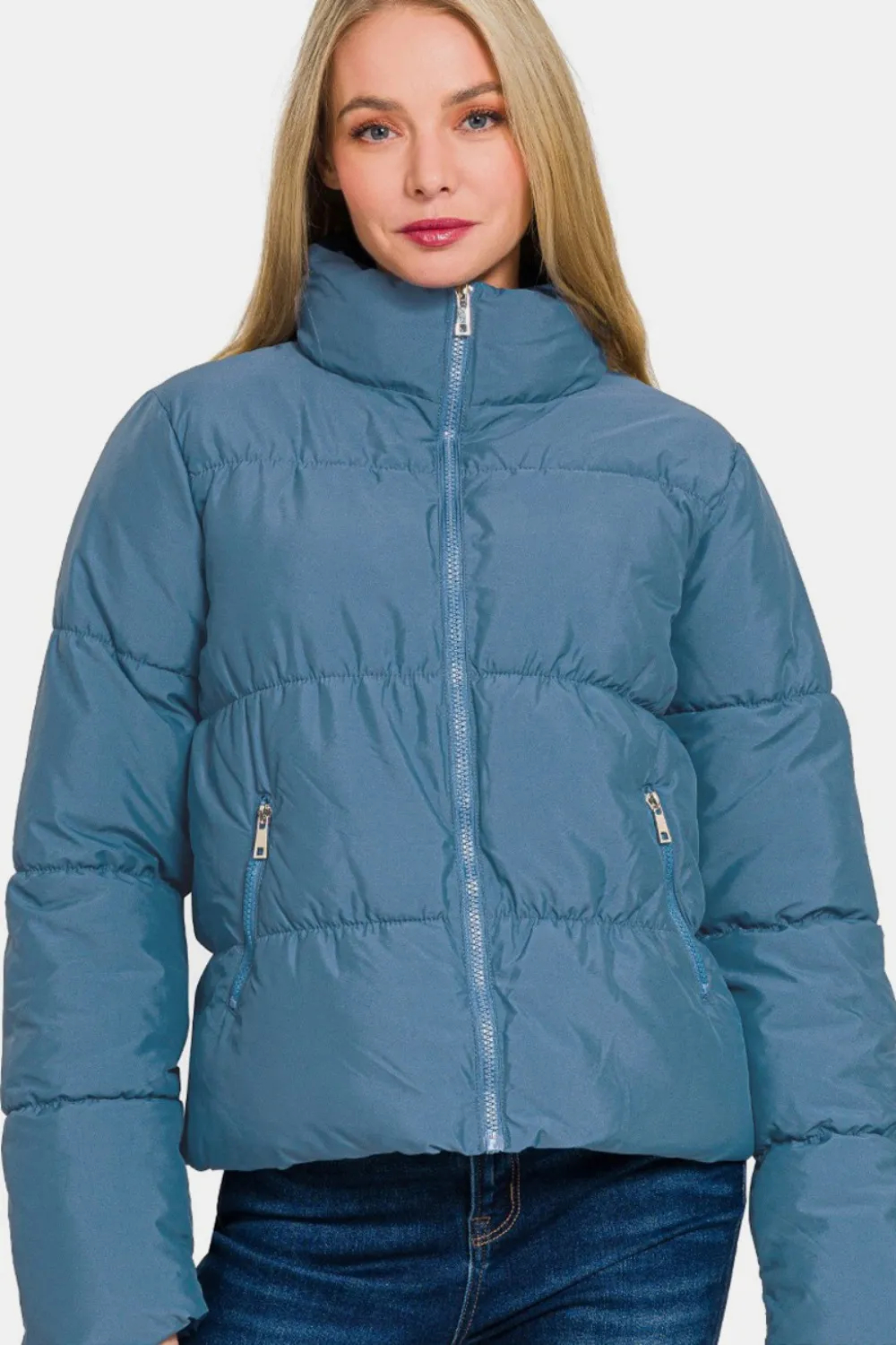 Turtleneck Pufferjacka med dragkedja