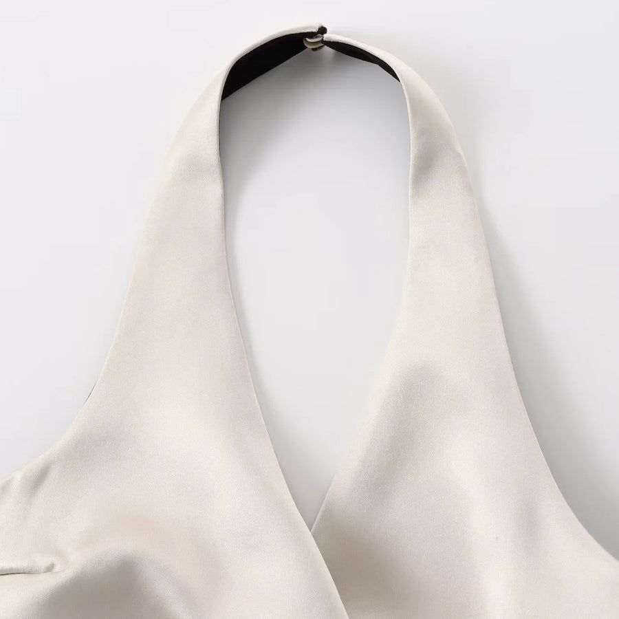 Champagnefärgad topp med band i midjan