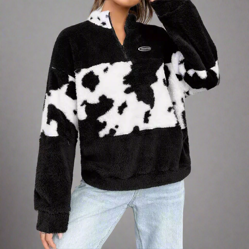 Svart fleece sweatshirt med lös passform