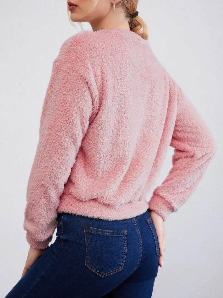 Fluffig tröja med rund hals