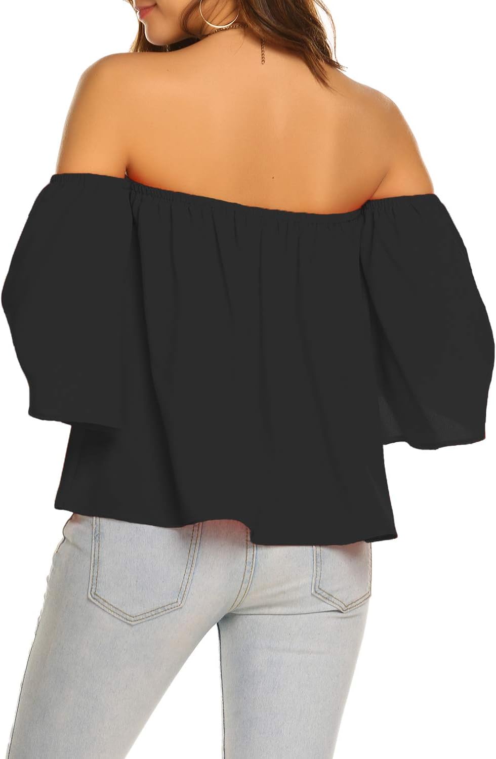 Off shoulder-blus med vid ärm