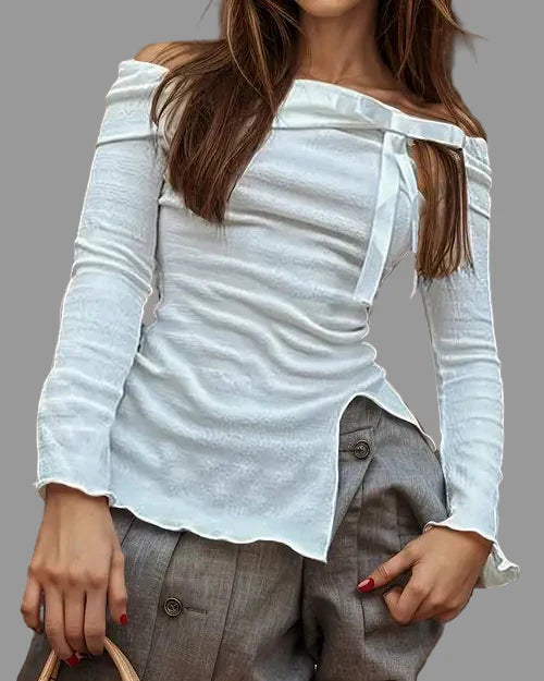 Vit baraxlad topp med knytdetalj