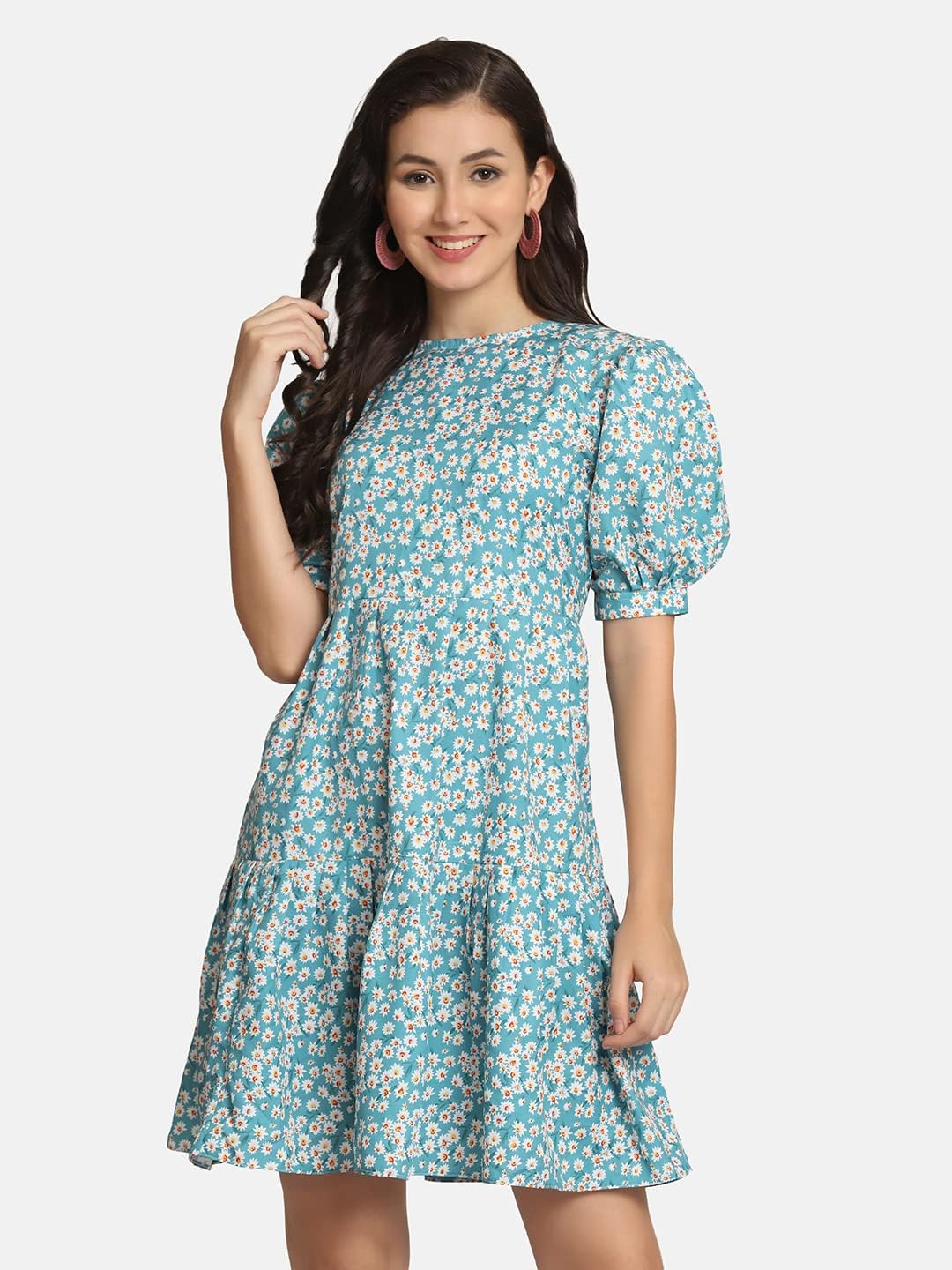 Blommig babydollklänning