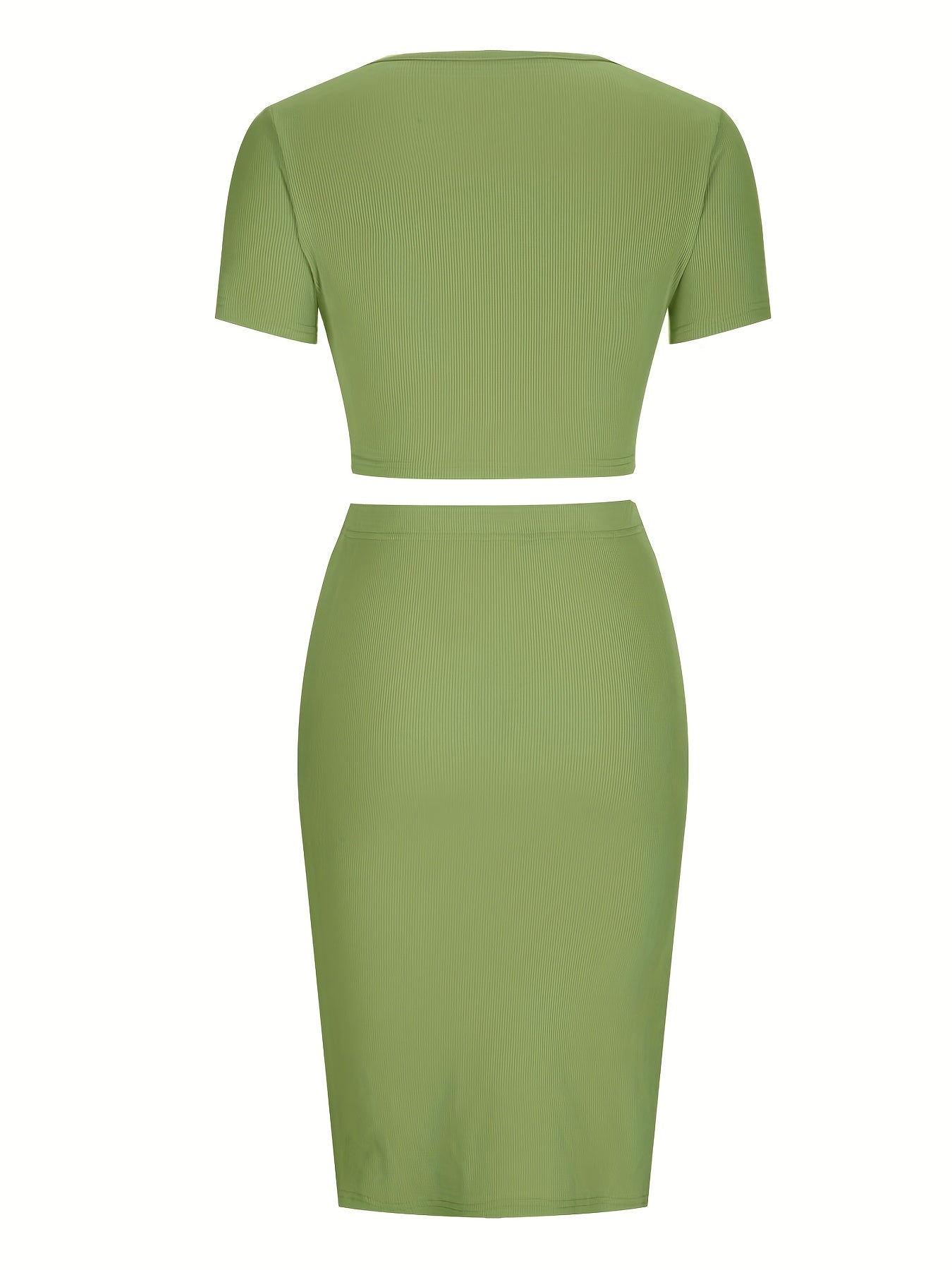 Crop top med utskärning och kjol med slits