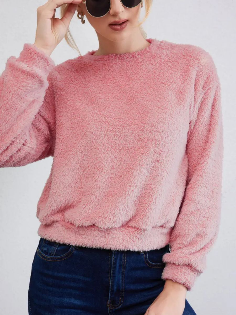 Fluffig tröja med rund hals