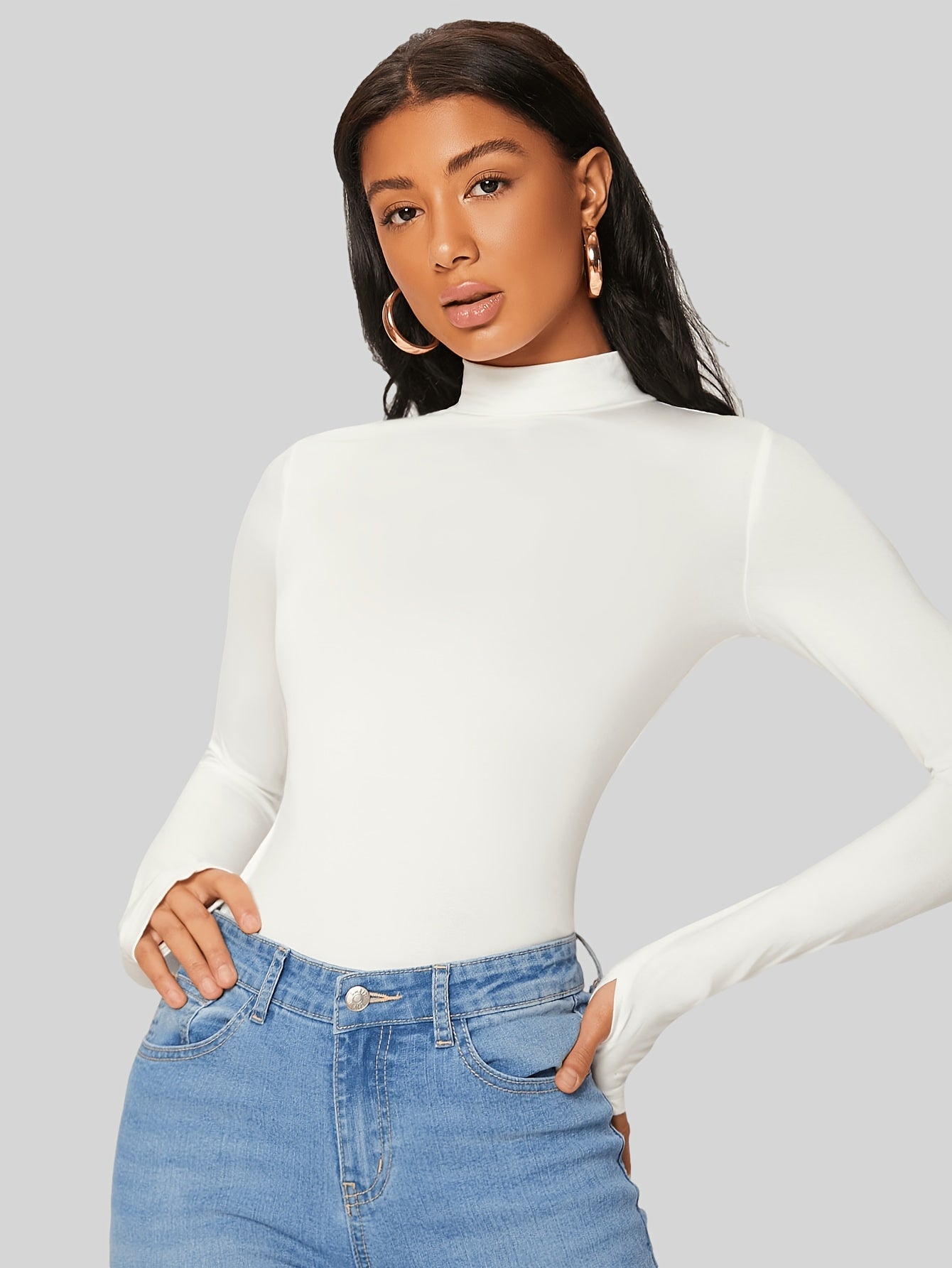 Långärmad T-shirt med turtleneck