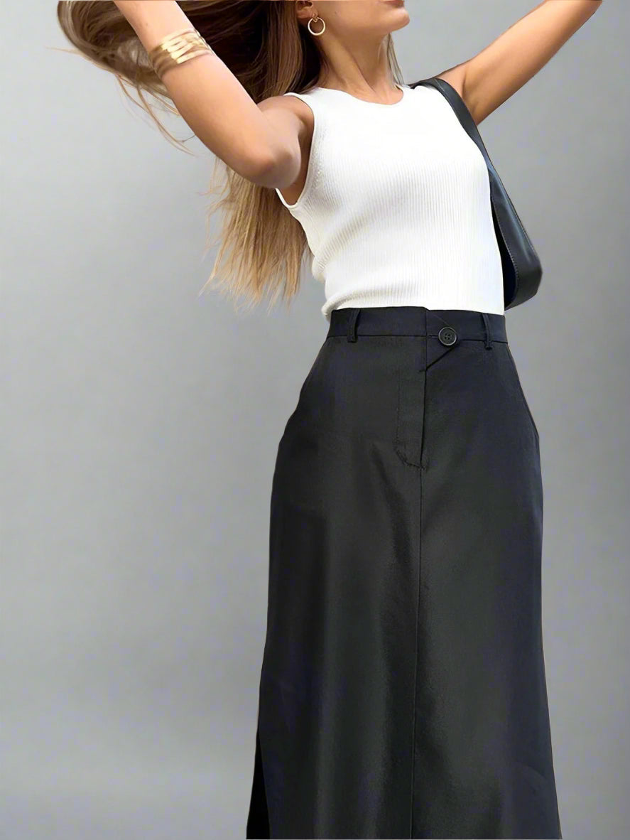 Svart lång kjol med slits