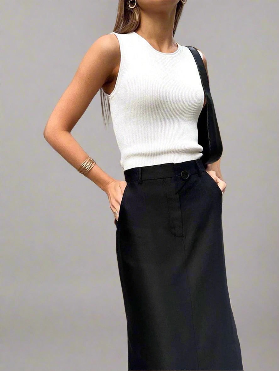 Svart lång kjol med slits