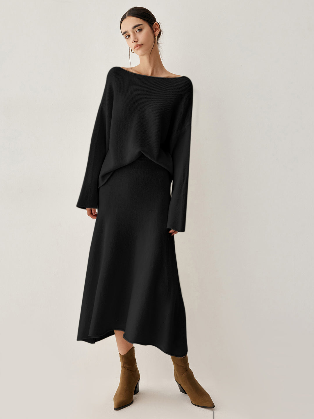 Set med oversize tröja och lång kjol