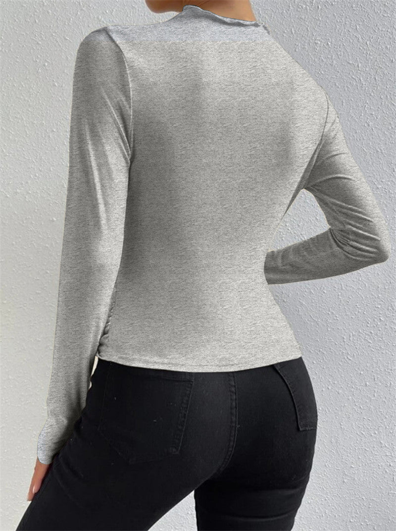 Draperad långärmad topp