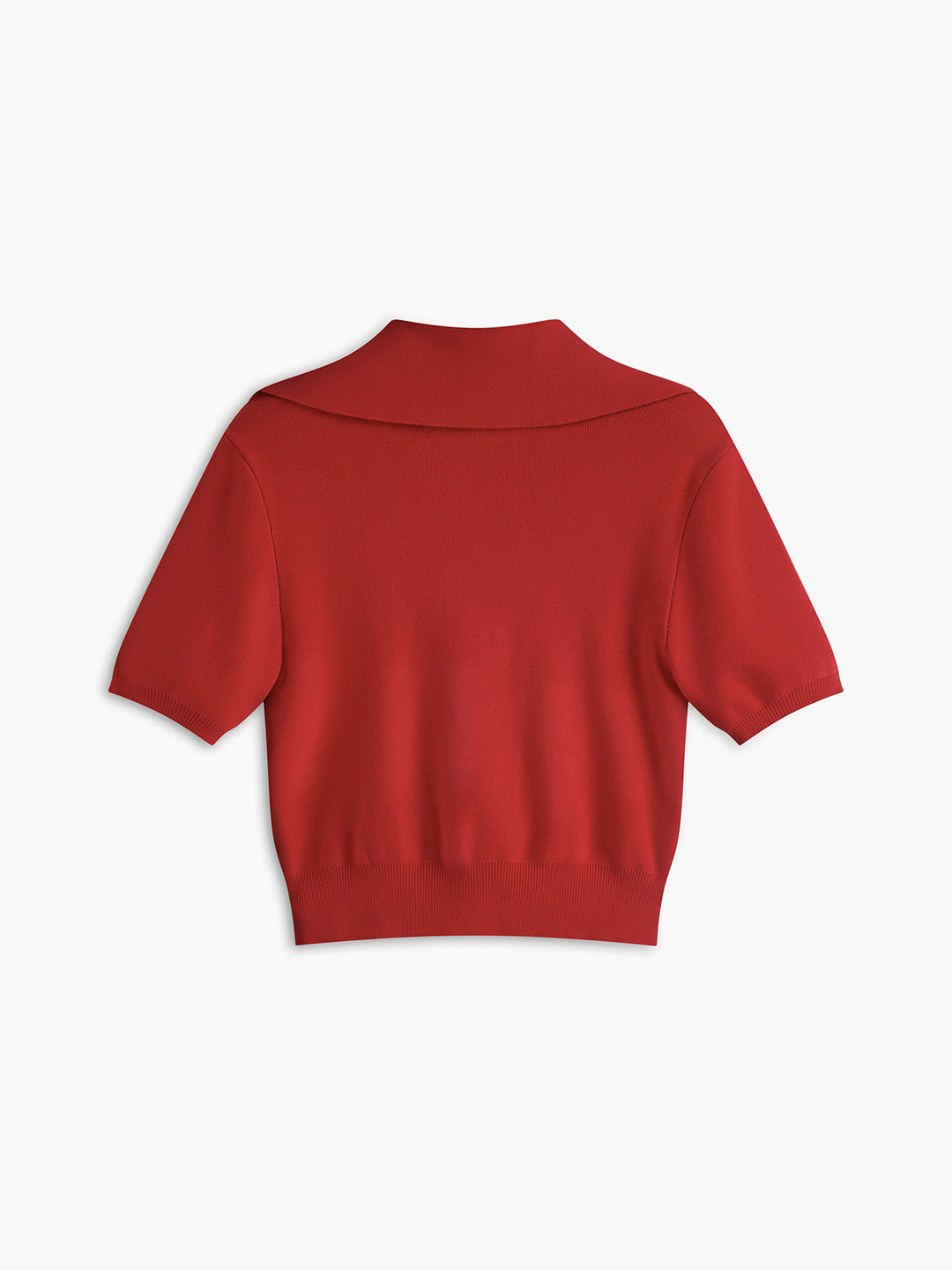 Knappad stickad topp med krage