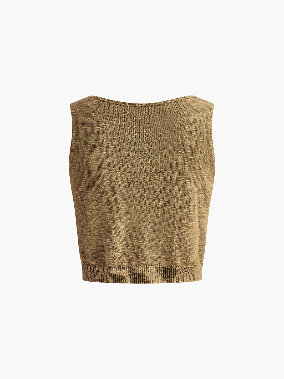 Ärmlös ribbstickad croppad topp