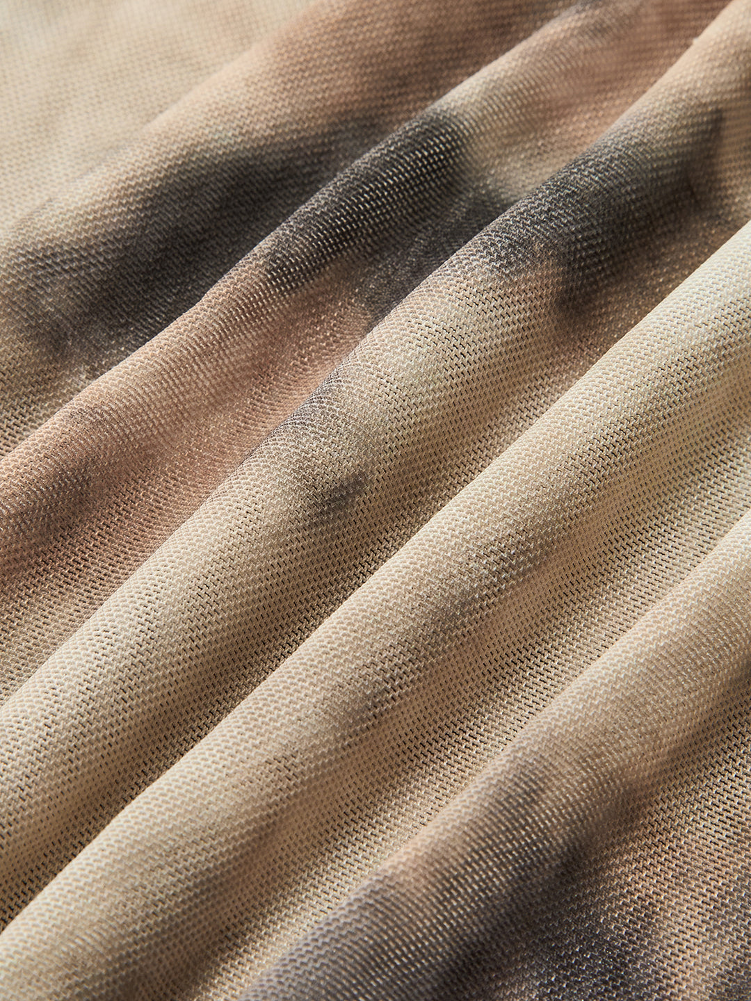 Brun tie-dye off shoulder topp med långa ärmar