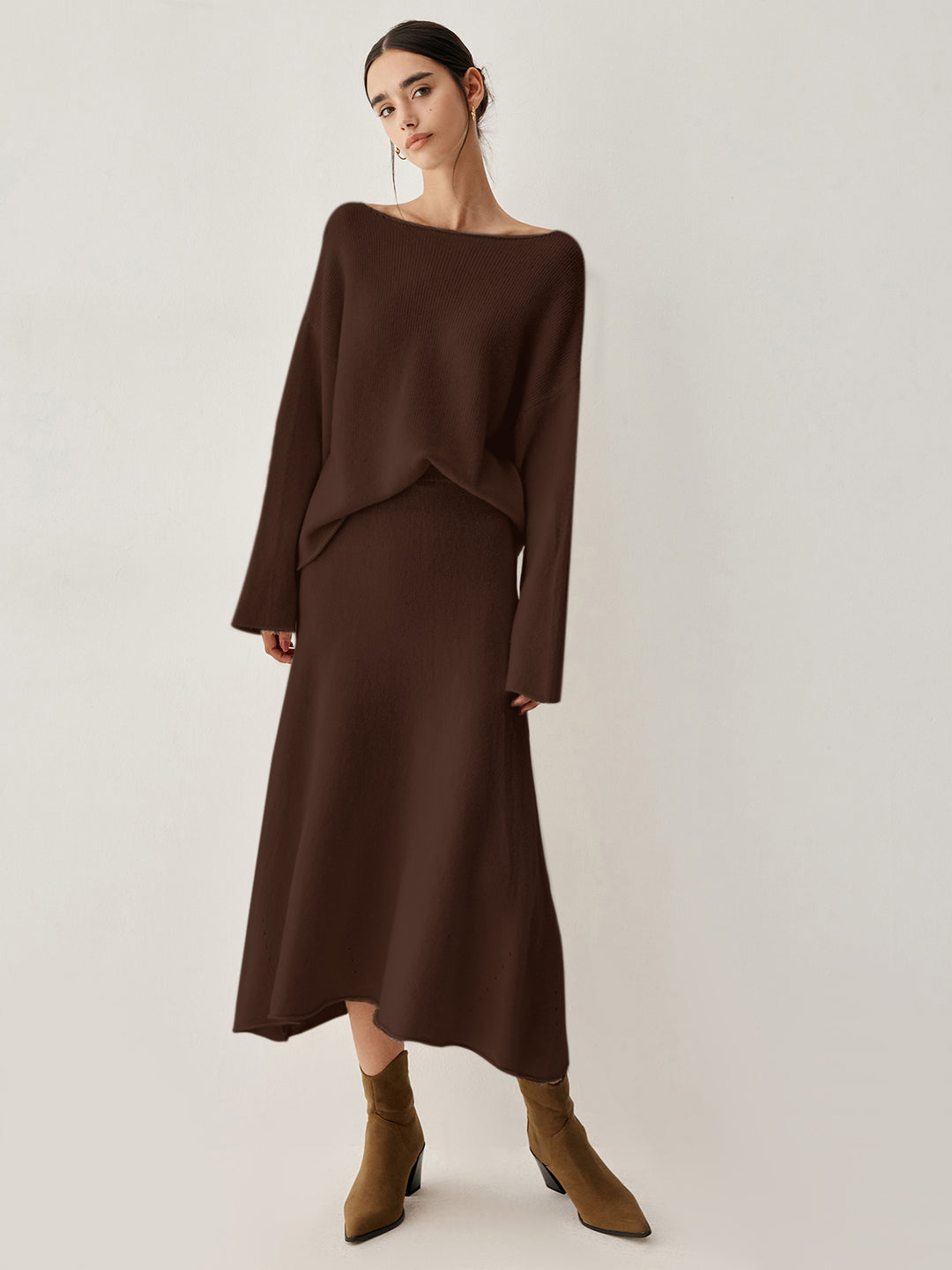 Set med oversize tröja och lång kjol