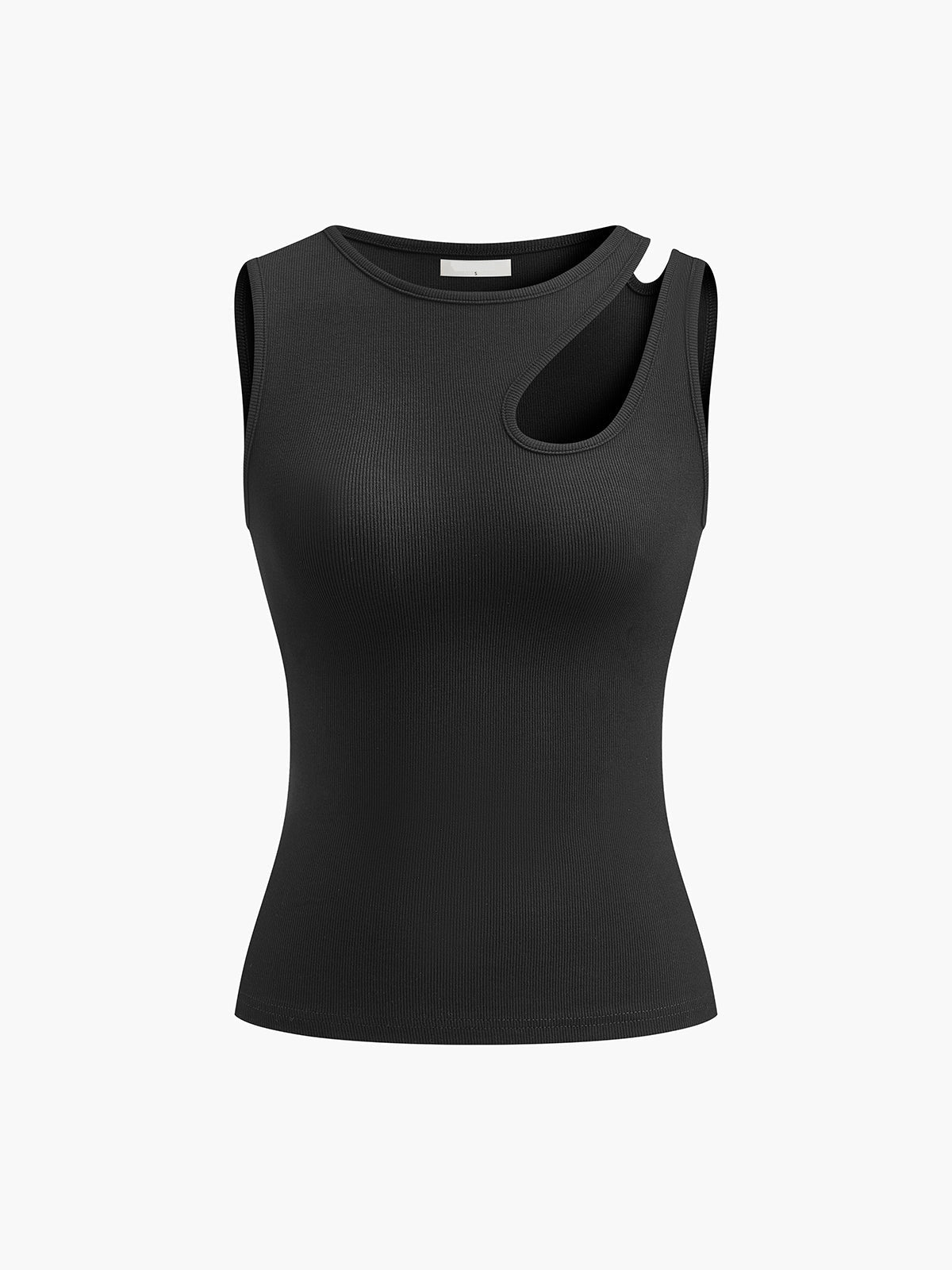 Asymmetrisk ribbad tanktopp med utskärning