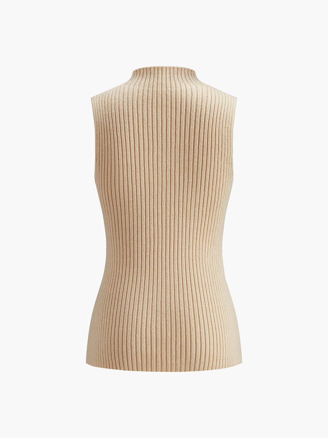 Ärmlös ribbstickad polotopp