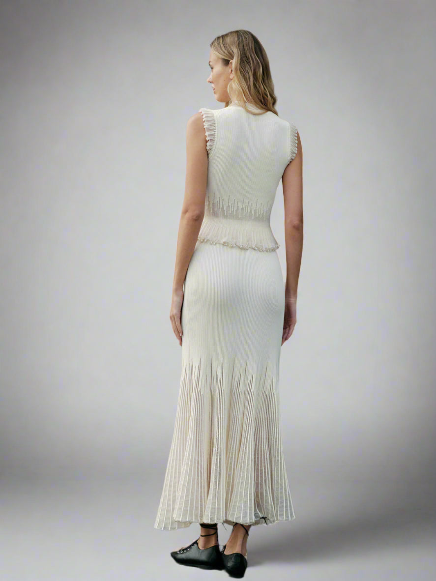 Plisserad stickad maxikjol