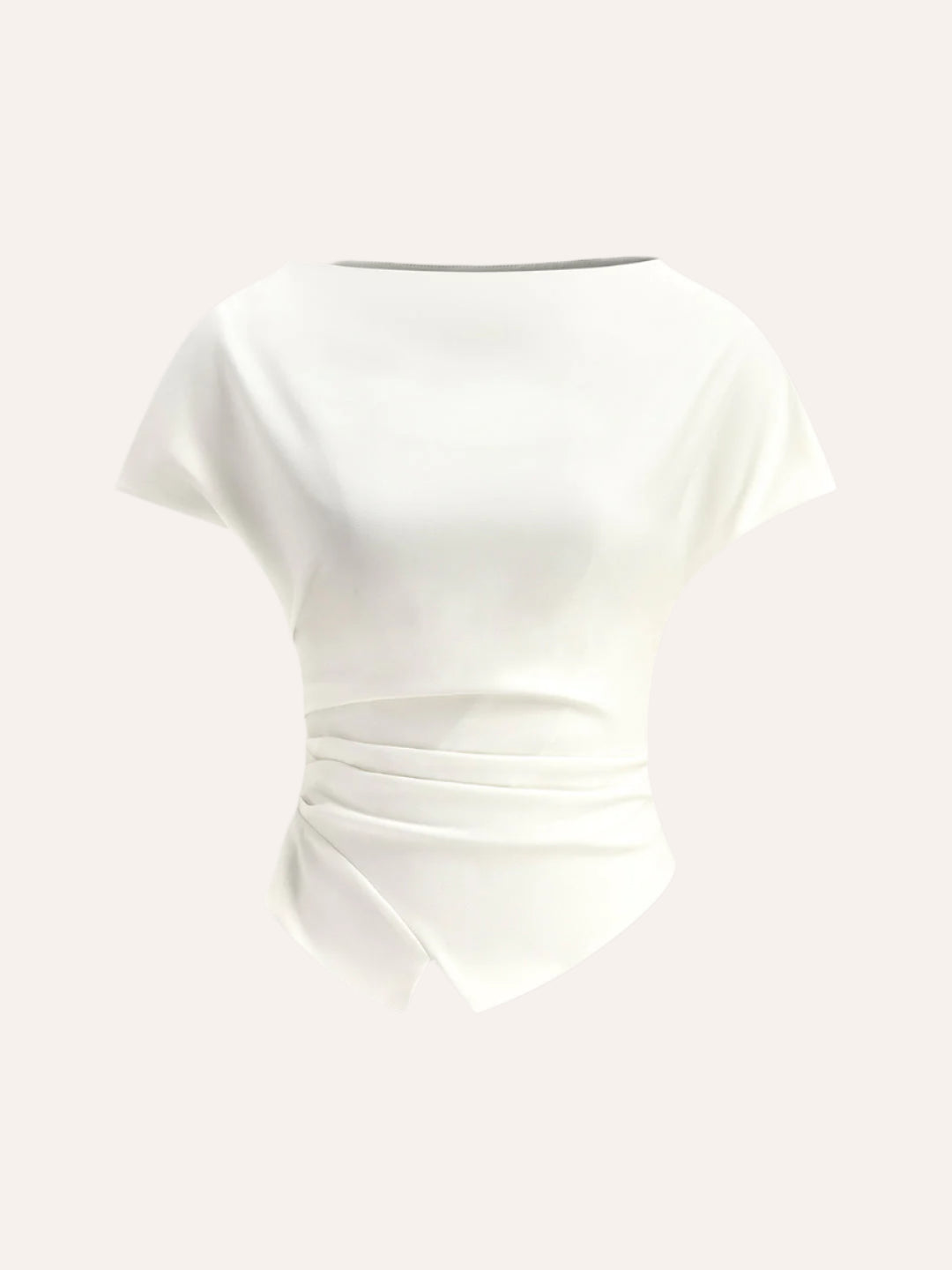 Draperad topp med asymmetrisk kant