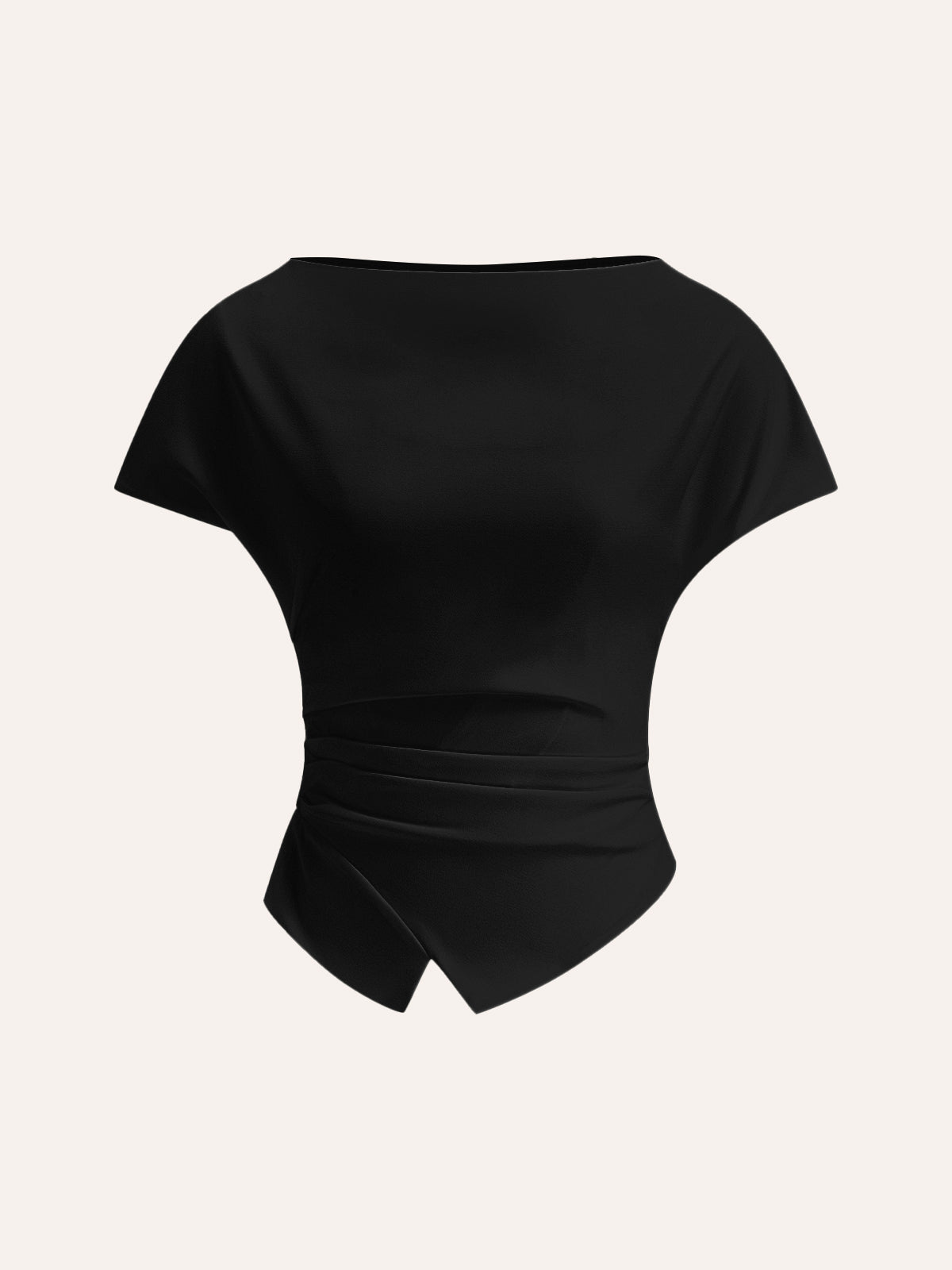 Draperad topp med asymmetrisk kant