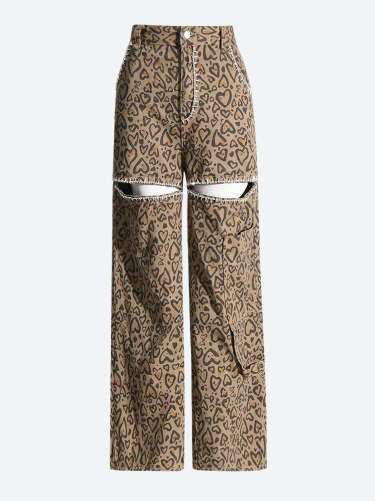 Leopard Retrojeans med utskärning