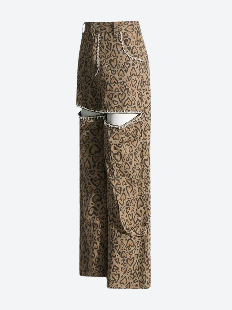 Leopard Retrojeans med utskärning