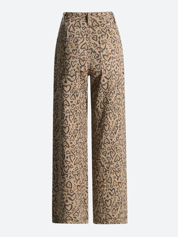 Leopard Retrojeans med utskärning