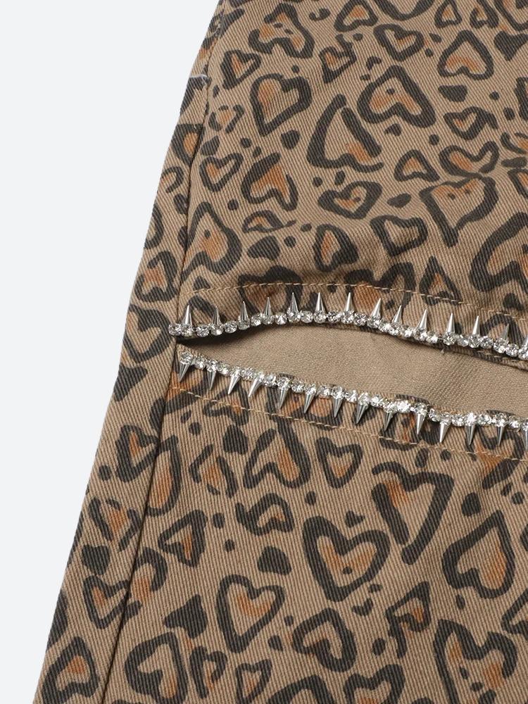 Leopard Retrojeans med utskärning