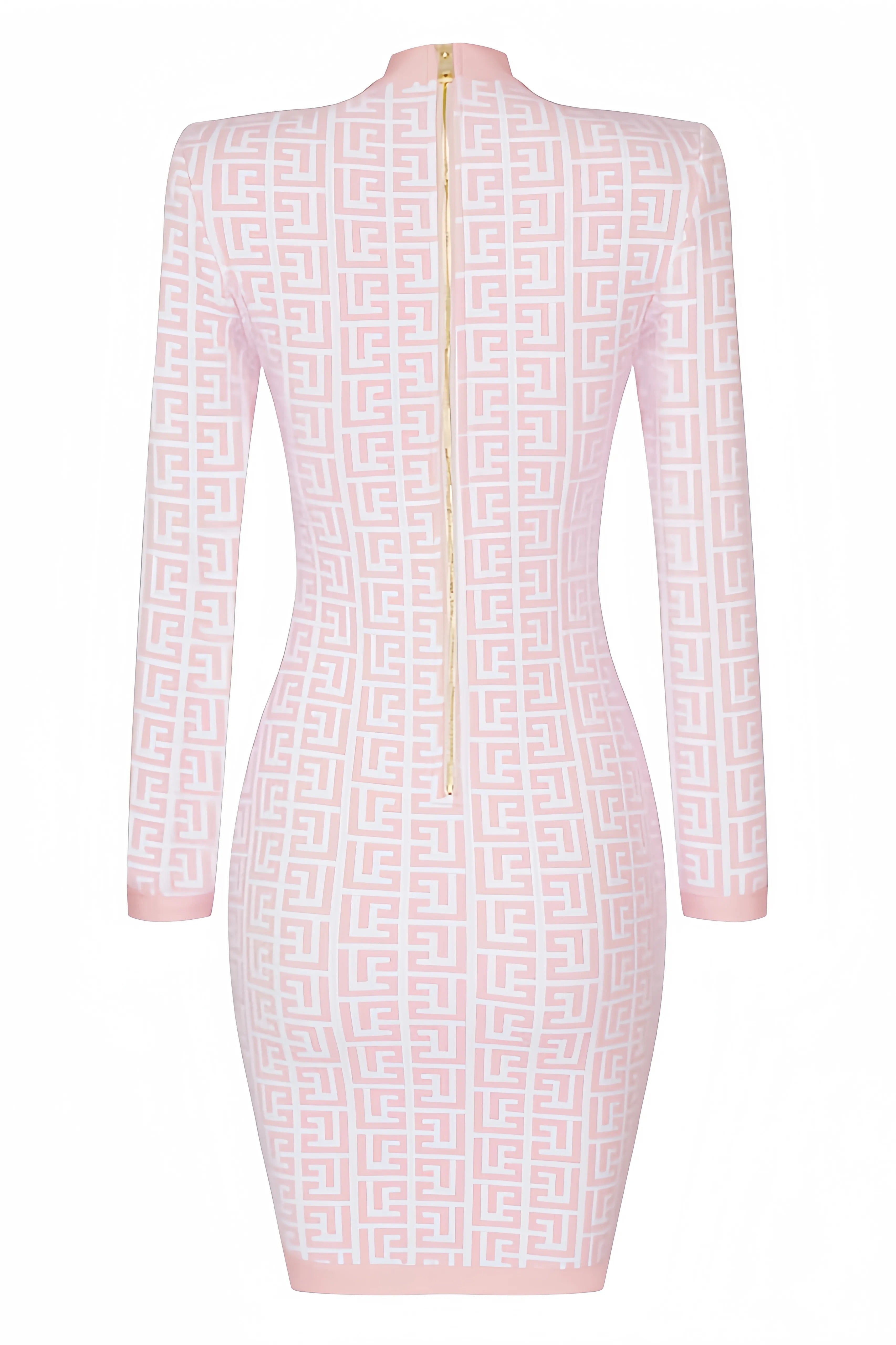 Ljusrosa bodycon-klänning med grafiskt mönster