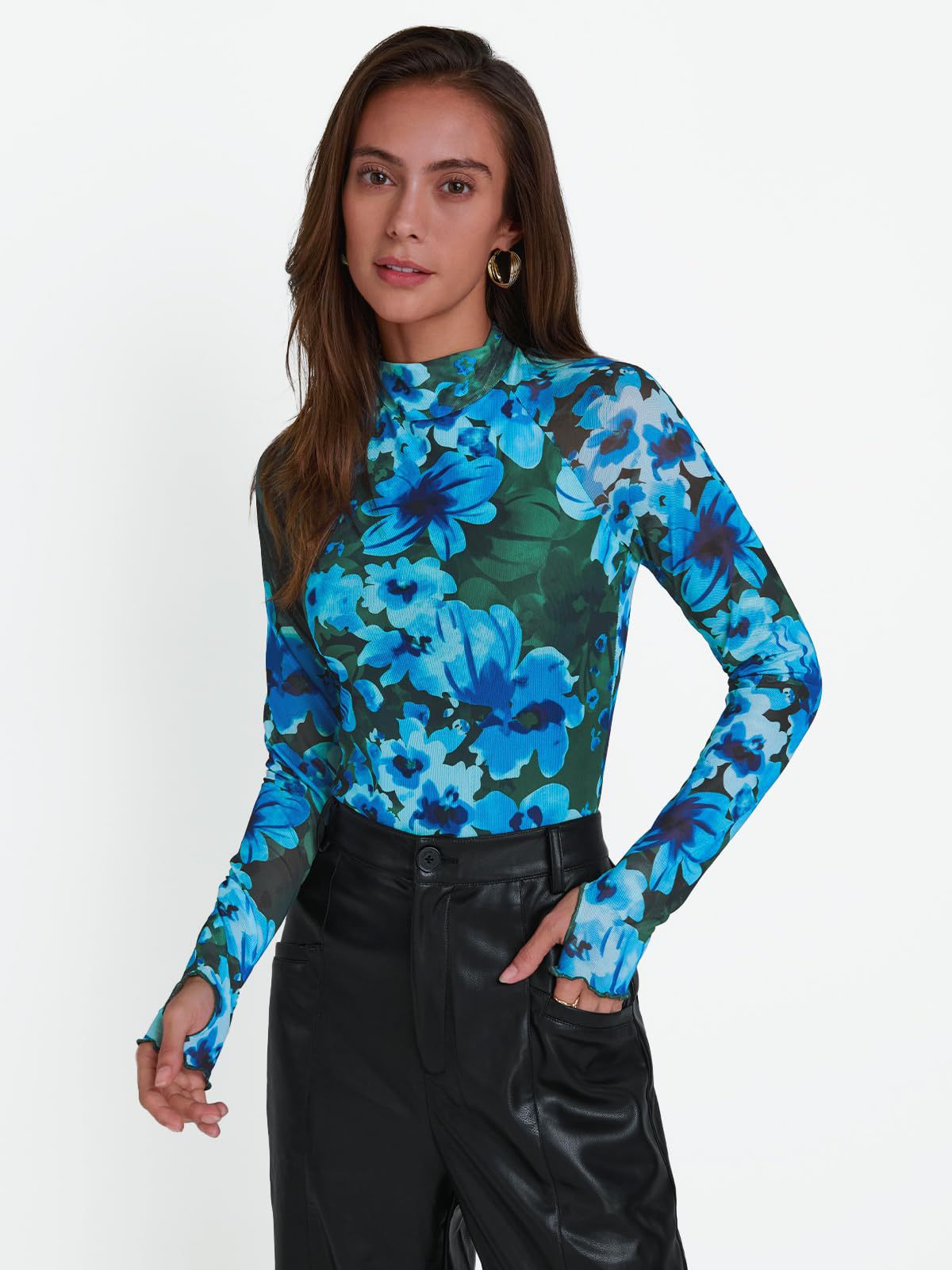 Tryckt skjorta med långärmad tumhål