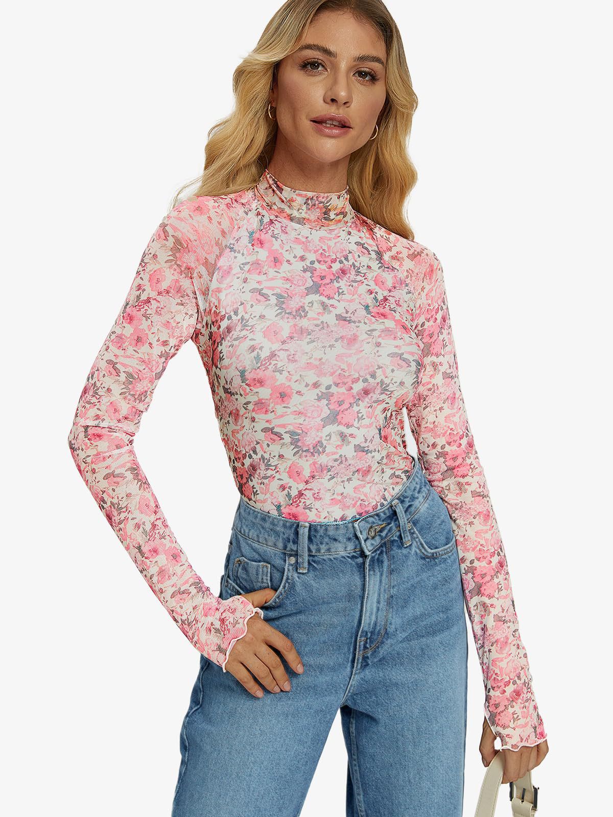 Tryckt skjorta med långärmad tumhål