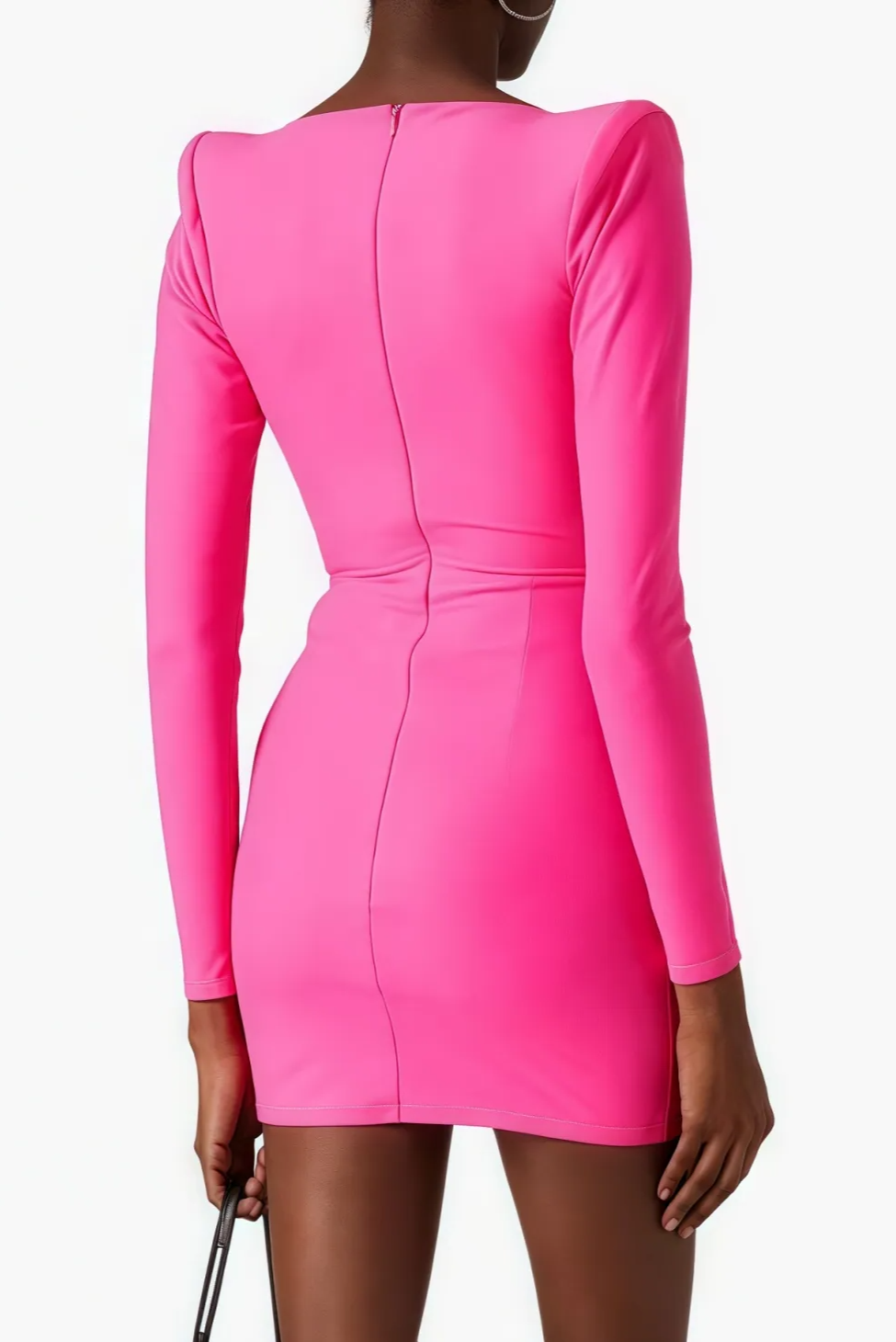 Rosa bodycon miniklänning med långa ärmar