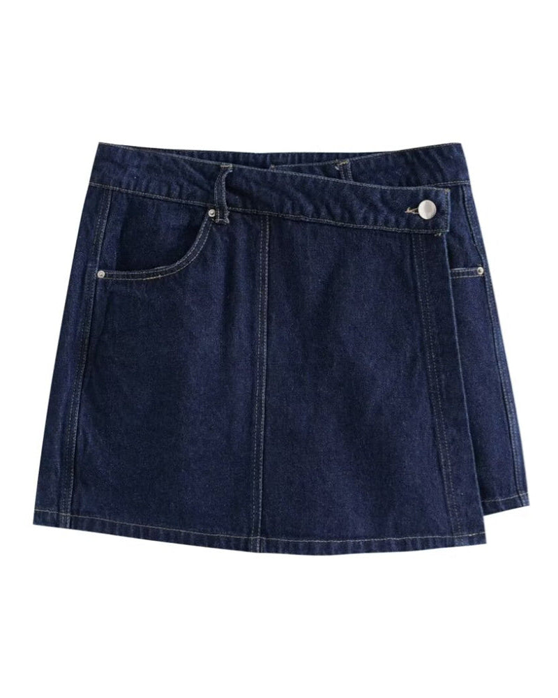 Mörkblå denimminikjol