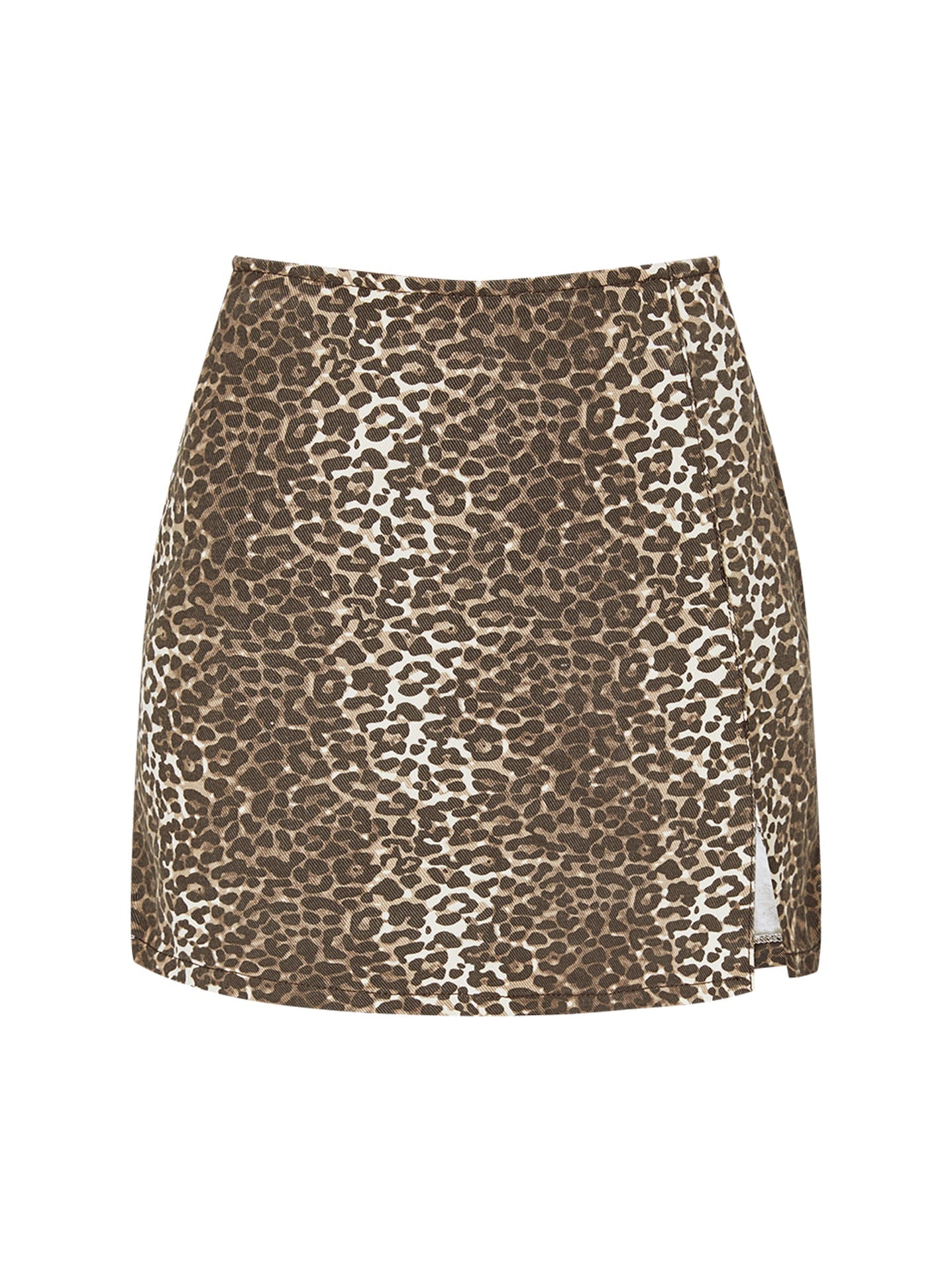 Leopardmönstrad minikjol med slits