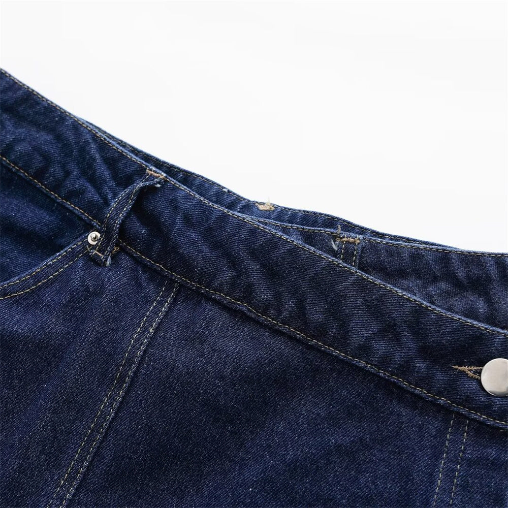 Mörkblå denimminikjol