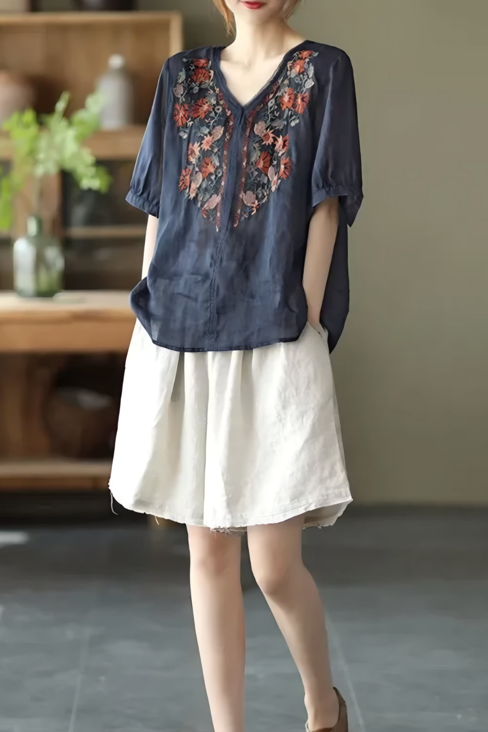 VINTAGE BRODERAD TOPP